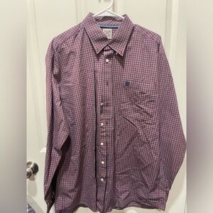 Cinch Men’s Long Sleeve Button Down Shirt Plaid 
Size large